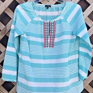 Beachy Stripe Sz Small Petite Breezy Beaded Top
